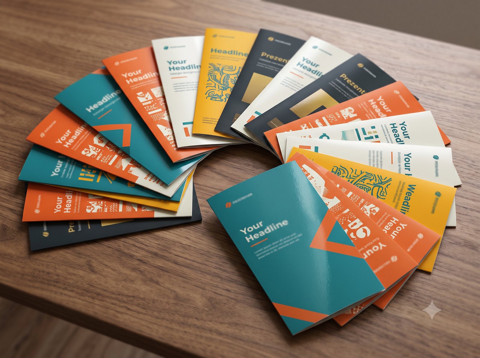 A stack of folded brochures