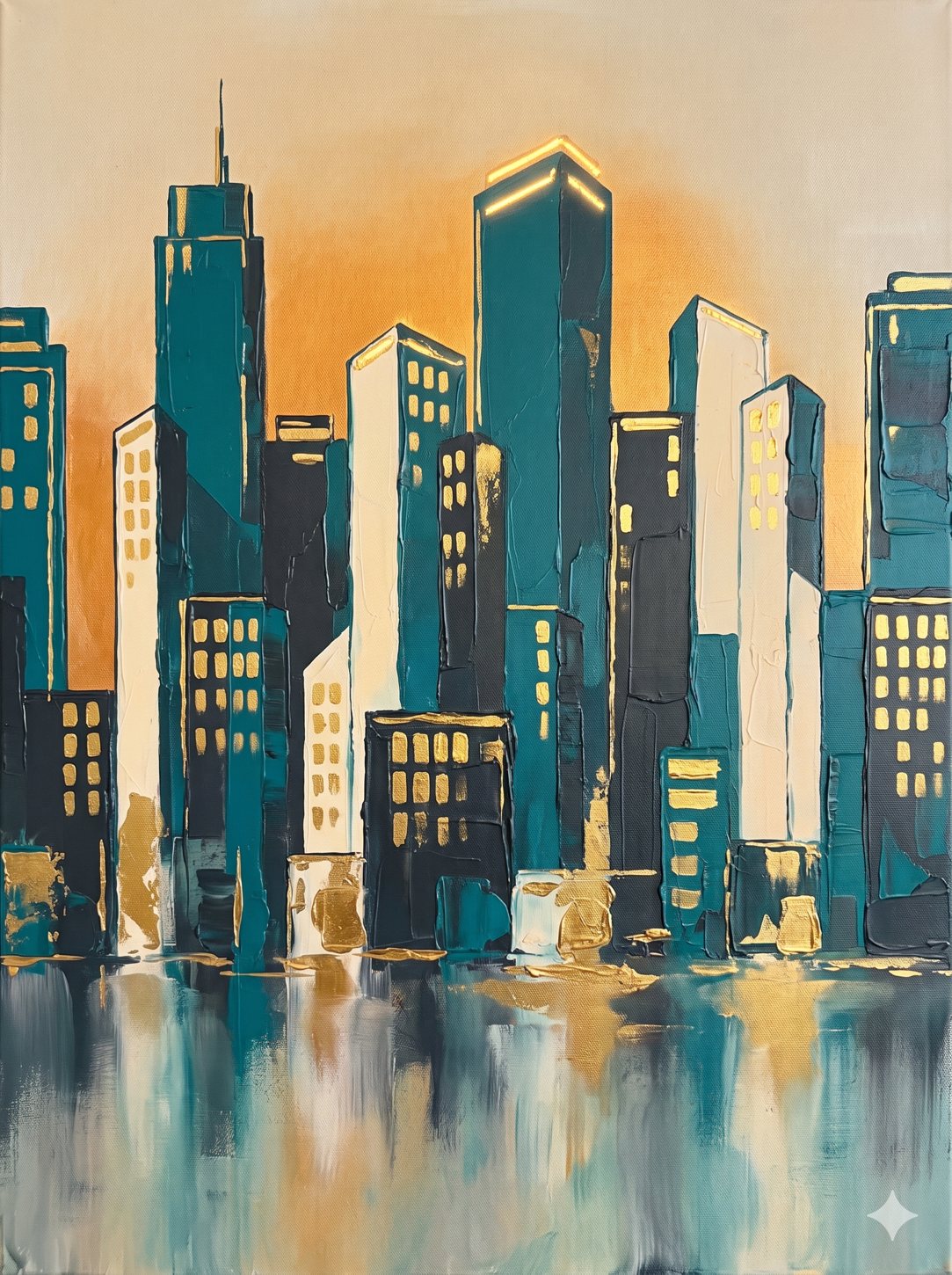 Abstract Gold canvas painting