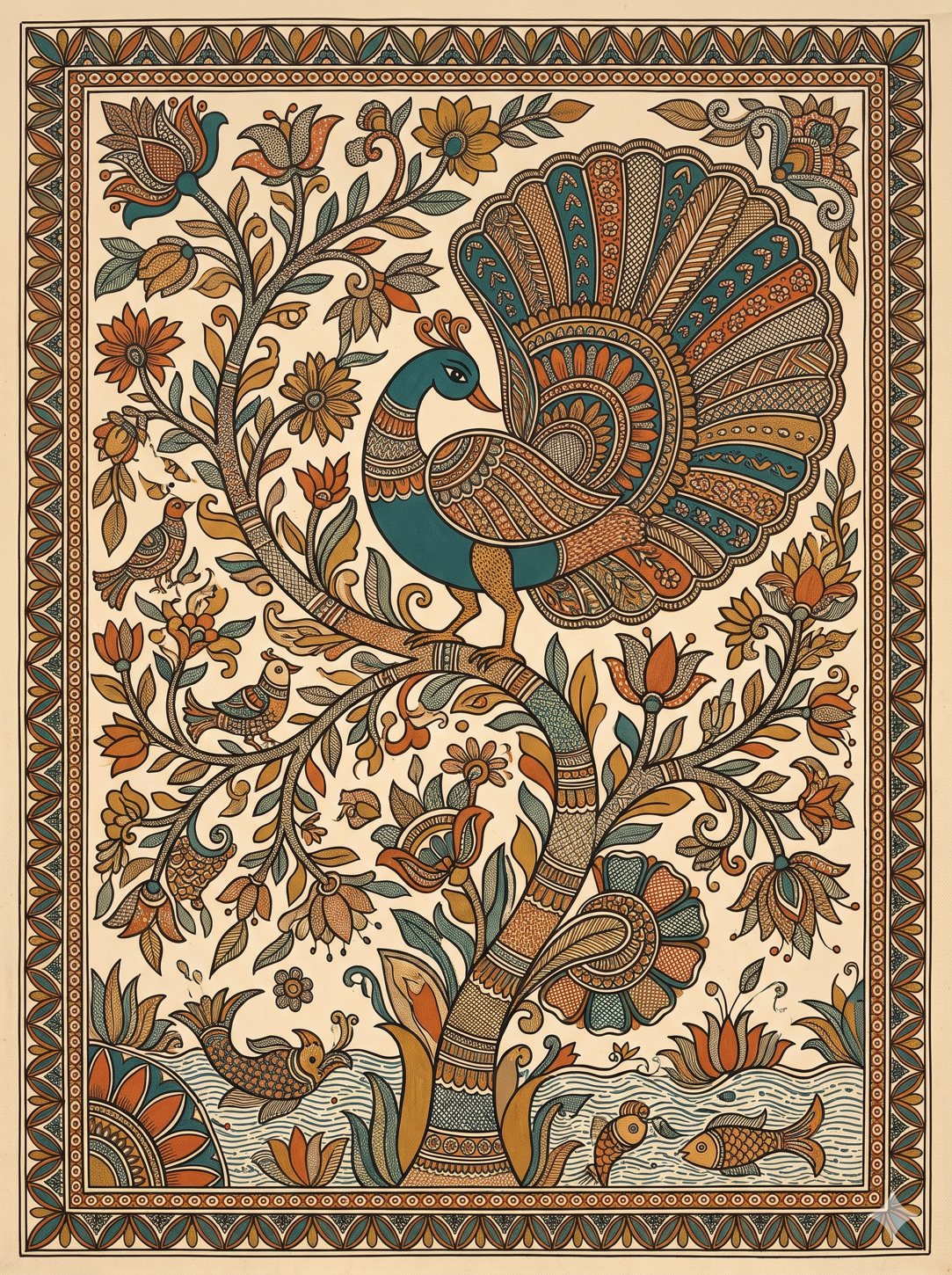 Indian Folk Art canvas painting