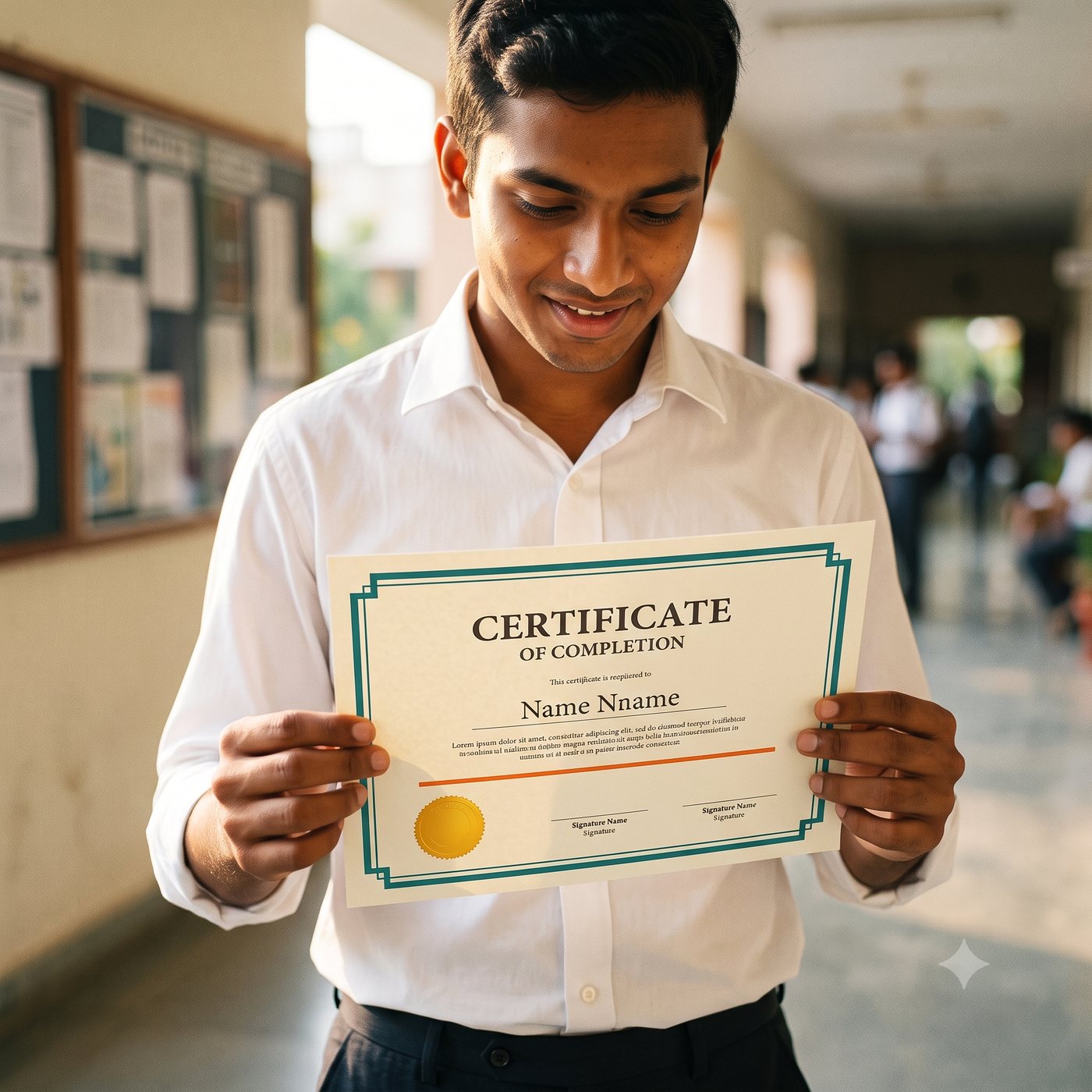 Recipient holding a printed certificate