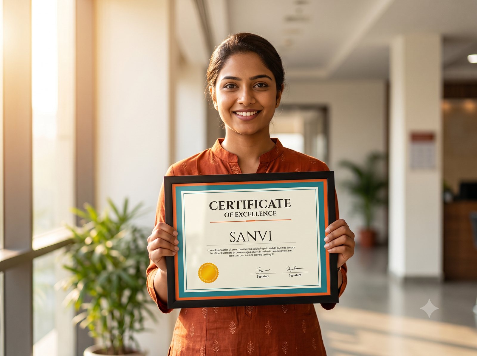 Award being presented with a certificate