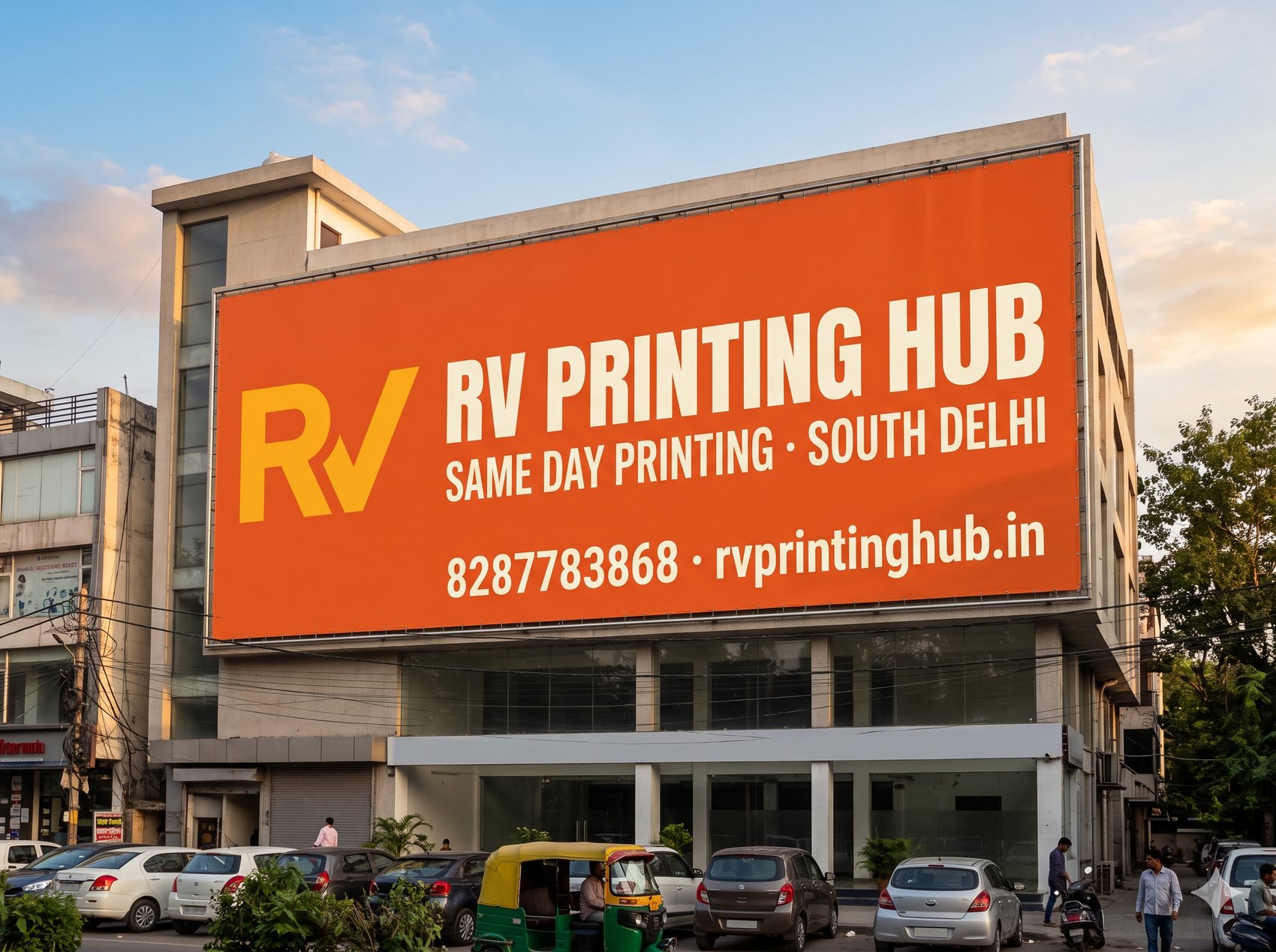 A large-format flex banner / hoarding
