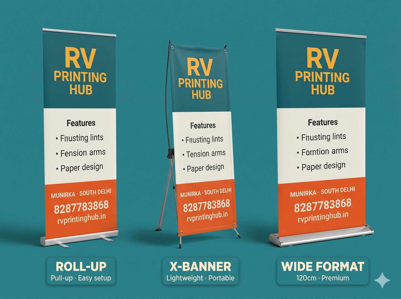 Roll-up, X-banner and wide-format standees