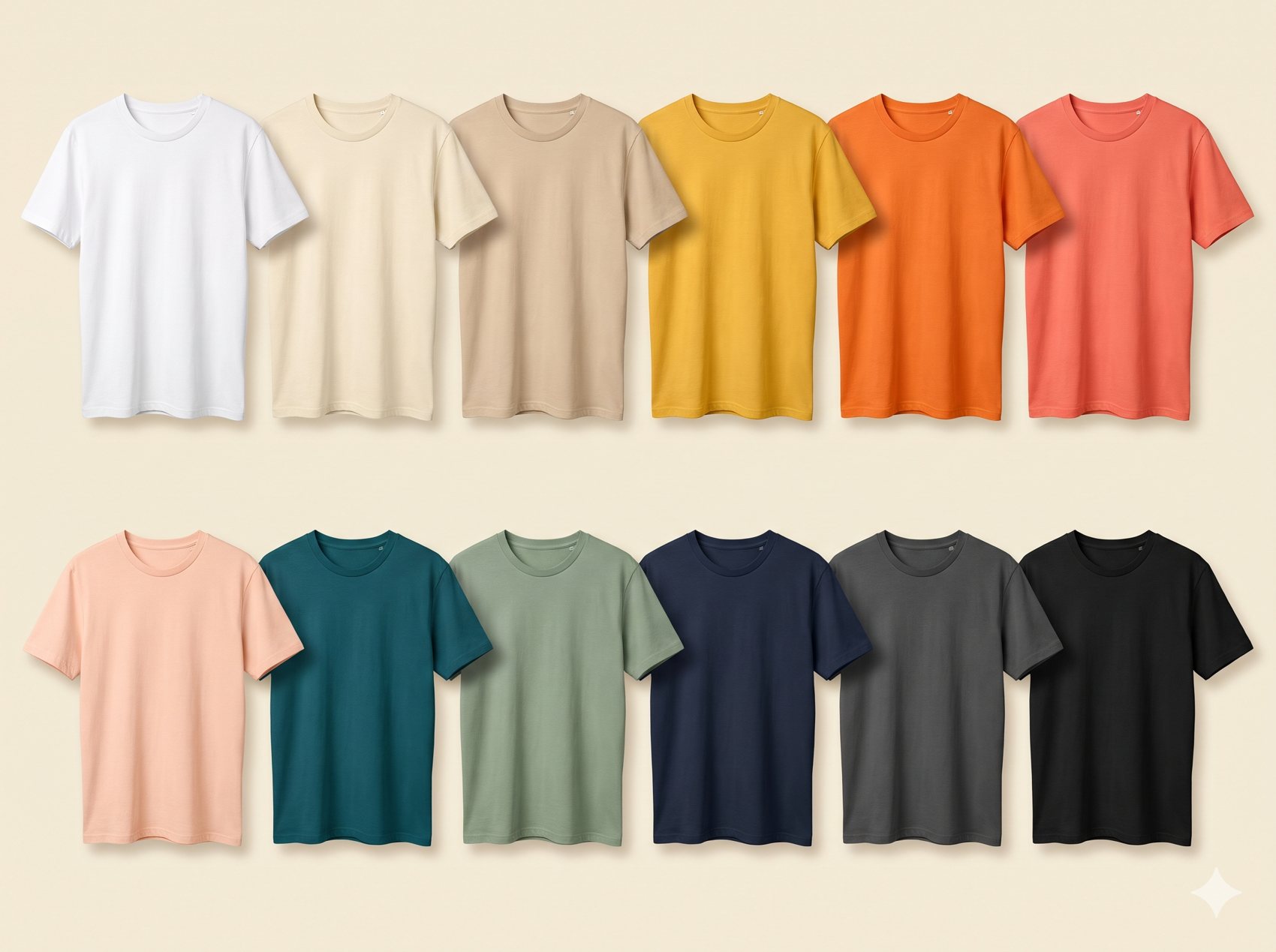 Range of t-shirt colours available
