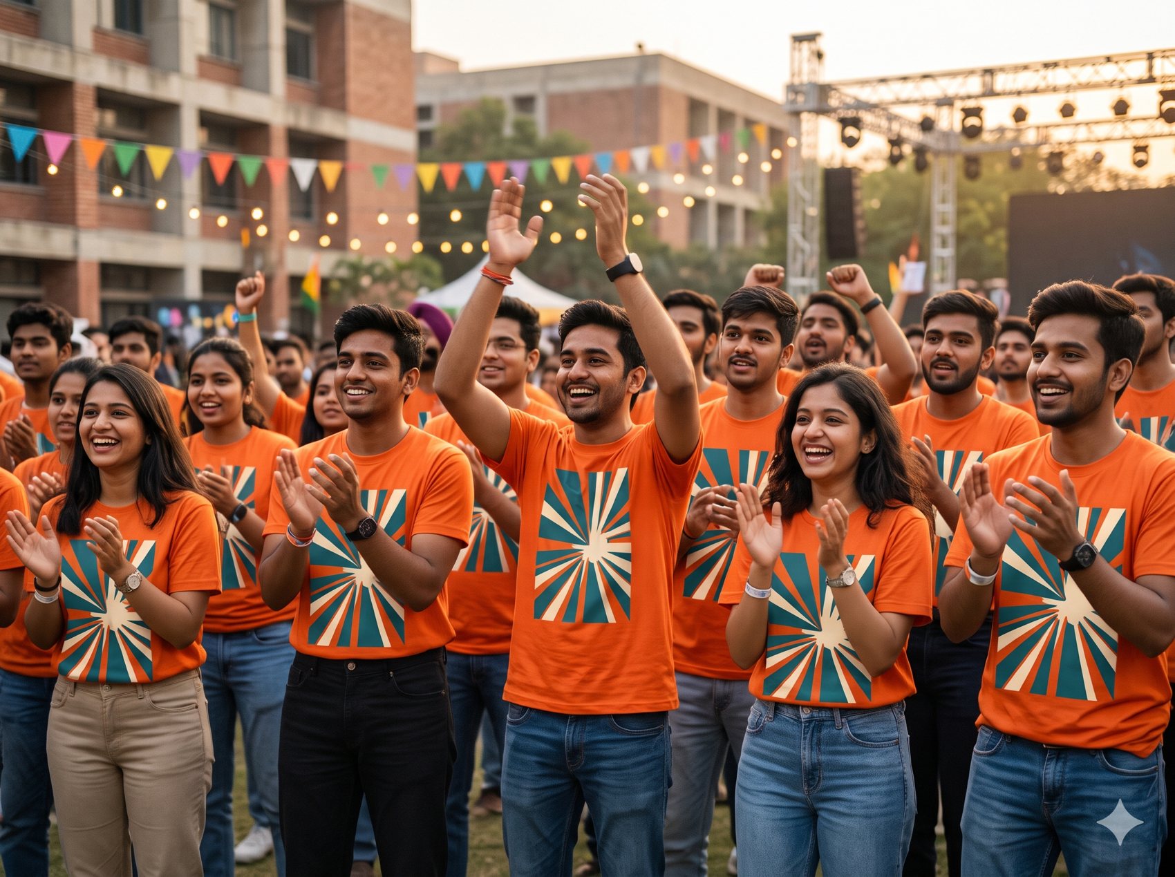 Folded custom-printed t-shirts in many colours